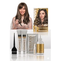 Maxx Deluxe Golden Beauty Set Saç Boyası 8.11 Yoğun Küllü Açık Kumral 2li + Fırça+pratik Boya Kabı