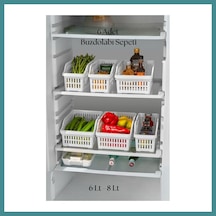 Trendexa 6 Lı Buzdolabı Organizeri Düzenleyici Çok Amaçlı Dolap Düzenleyici Beyaz 12x30x14 Cm Mac