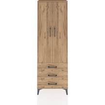 Arges Dolap Tek Raflı 3 Çekmeceli Tek Askılı 60x30x182 Çam-çam Çam