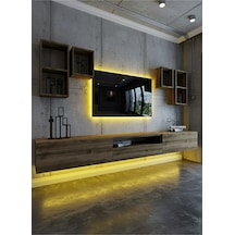 Resital Duvara Monte Ledli 270 Cm Tv Ünitesi Duvar Raflı - Ll6031 Ceviz