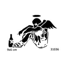 Airbrush Tattoo Üzgün Melek Yapışkanlı Stencil Süsleme Ve Boyama Kalıbı