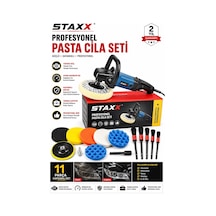Staxx Stpol1414 Oto Pasta Cila Polisaj Makinesi 1400w 180 Mm Devir Kontrollü Full Jant Temizleme Set