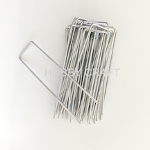 Crea.eco U-tipi Çadır Kazığı , Bahçe Örtüsü Sabitleme Kazığı 15 Cm 20 Ad 4 Mm Kalın Galvanizli Paslanmaz Tel Açık Gri