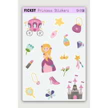 Sevimli Prenses Sticker Seti - 17 Adet Etiket Çıkartma Çok Renkli