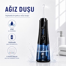 Ağız Duşu Şarjlı 320 Ml Su Hazneli 4 Modlu Su Geçirmez Taşınabilir Oral Irrigator 5 Başlıklı Derin Temizlik Type-c