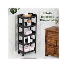 Porsima Rafty-75-eco-1 Tekerlekli 5 Katlı Mutfak Düzenleyici - 35,5 X 22 X 85 Cm Hareketli Geniş Raf - Siyah