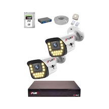 Fury 15 Warm Led Ip Güvenlik Kamera Seti 2 Kameralı Sesli 4mp Gece Renkli Su Geçirmez 1403s 250gb