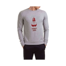 Stranger Things Ampul Baskılı Gri Erkek Örme Sweatshirt