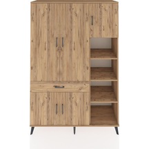 Hyperion Dolap 10 Raflı Tek Çekmeceli 5 Kapaklı 132x44x195 Çam-çam/çam Atlas Çam/atlas Çam
