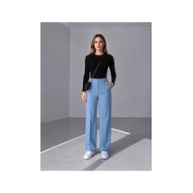 Süreyyafasion Geniş Paça Pantolon Mavi Mavi