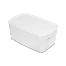 A5 Mybox Kapaklı Küçük Saklama Kutusu, 5 L, Parlak Görünüm, Plastik, Beyaz/gri, 52191001 Cok Renkli