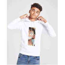 Tshirthane Anime One Piece Amiral Baskılı Unisex Çocuk Kapüşonlu Beyaz Sweat Beyaz