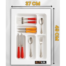 37x49 Cm 6 Gözlü Beyaz Çekmece Içi Mikro Kabartma Desenli Kaşıklık 35 40 Cm'e Kadar Kesebilirsiniz Beyaz