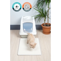 40x55 Cm Hücreli Kedi Kumu Paspası Kedi Matı Kedi Tuvalet Önü Paspası Beyaz