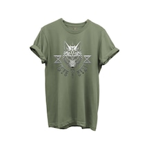 Kurt Ve Türk Özel Koleksiyon Serisi-1 Tasarım Baskılı %100 Pamuk T-shirt Haki