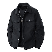 Baharlık Gömlek Yaka Şık Ve Spor Erkek Mont Ceket Siyah