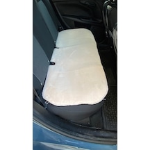 Yumuşak Tüylü Peluş Serme Oto Koltuk Koruyucu Minder Arka Bej 11