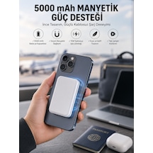 5000 Mah İos Uyumlu Magsafe Kablosuz Şarj Hızlı Şarj Desteği - Lisinya Beyaz 50316607