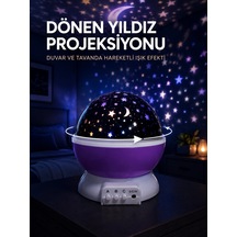 Yıldız Projeksiyon Lambası Döner Başlıklı Renkli Çocuk Odası Gece Işığı Çok Renkli