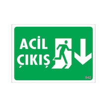 SÖNSAN UYARI LEVHALARI "ACİL ÇIKIŞ - AŞAĞI" PVC 17,5*25