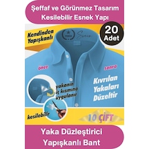 Yaka Yaka Düzleştirici Yapışkanlı Balin 20 Adet Şeffaf Gömlek Yaka Destek Bandı Tshirt Polo Tişört
