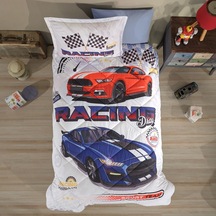 Clasy Ranforce Tek Kişilik Yorgan Seti Racing Drag Mavi Mavi