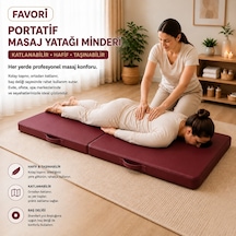 Masaj Yatağı Portatif Katlanabilir Masaj Yatağı Minderi 6 Cm Sünger 180x70 Cm Bordo
