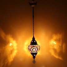 Dekoratif Otantik Mozaik Lamba Tekli Sarkıt Tavan Lambası model 4