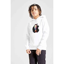 Tshirthane Steve Jobs Apple Baskılı Unisex Çocuk Kapüşonlu Beyaz Sweatshirt Beyaz