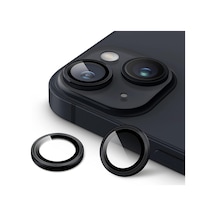 İphone 14 / İphone 14 Plus Kamera Camı Lens Koruyucu Halka Set - Siyah 50 x 22