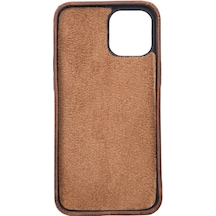 Apple Uyumlu iPhone 12 Pro Max Deri Arka Kapak Rock G2 Kahve
