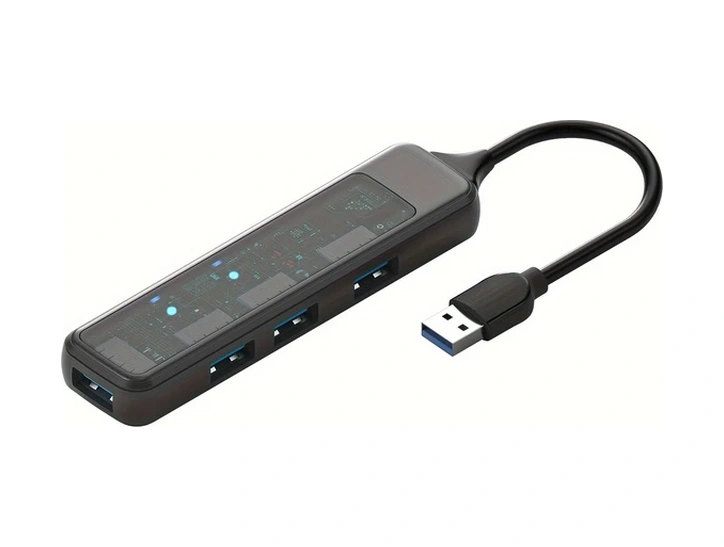 Hightower Usb 3.0 Type-c Genişletme Hub 4 Port Şeffaf Taşınabilir Disk Klavye Bağlantı