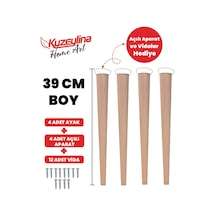 4'lü 39 Cm Doğal Ahşap Ayak Konik Masa-sandalye-tabure- Sehpa Ayağı Kahverengi