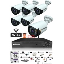 Wifi Yüz Tanımalı 5mp Sony Lens 1080p 6 Kameralı Güvenlik Kamerası Seti Gece Görüş Su Geçirmez-320gb