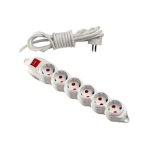 Mono Orion 6'lı Anahtarlı Topraklı Grup Priz 3 Metre (3x1) Beyaz
