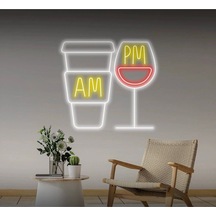 Coffee Wine Am Pm Neon Tabela Sarı