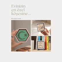 Estetik Ay Yıldız Temalı Göktürkçe Türk Objesi, Modern Dekorasyon İçin Masaüstü Süs 10x10 Cm