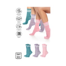 Bambu Unisex Tenis Kolej Çizgili Premium Pembe-lila-su Yeşili Dikişsiz Soket Çorap 3'lü Paket Renkli Bambu Unisex Tenis Kolej Çizgili Premium Pembe-lila-su Yeşili Dikişsiz Soket Çorap 3'lü Paket Renkli