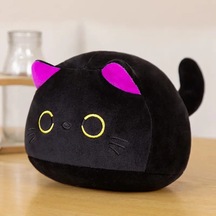 Bruce Kawaii Siyah Kedi Peluş Kolye Oyuncak Yumuşak Peluş Anime Karikat-pembe 25cm