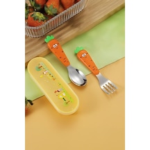 304 Çelik Havuç Model Bebek Çocuk Kaşık Ve Çatal Set Cin933tr