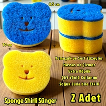 Technow Sponge Çift Taraflı Gülen Yüz Çok Amaçlı Sihirli Bulaşık Süngeri Sarı Lacivert 2 Adet