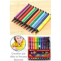 Jumbo Üçgen Keçeli Kalem 10 Renk Plastik Kutu Fixpoint 10 Lu Jumbo Keçeli Kalem Canlı Renkler Plastik Kutu