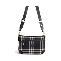 Silver & Polo Silver Polo Siyah - Siyah Çizgili Ekose Kadın Çapraz Çanta Sp1160