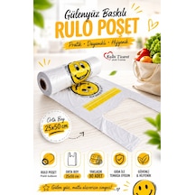 Rulo Poşet Orta Boy Gülenyüz Baskılı Poşet Hışır Atlet Poşet Market Manav Poşeti Beyaz Poşet