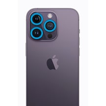 Newface İphone Uyumlu 13 Pro Max Neon Fosforlu Kamera Lens - Mavi