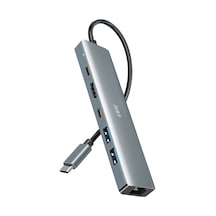 Type-c 6sı 1 Arada Hub Adaptör, 4k Hdmı, Rj45 Gigabit Ethernet, Pd 100w Şarj, 2 Usb 3.0 Port, Macbook Laptop Tablet Uyumlu, Metal Gövde Docking Station N855