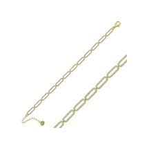 925 Ayar Gümüş Gold Oval Taşlı Bileklik Beyaz