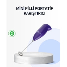 Mini Pilli Portatif Karıştırıcı Cappuccino Latte Frappe Ve Kahve Köpürtücü 0029