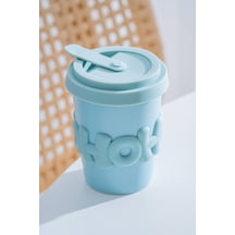 Acar Ruby Silikon Kapaklı Porselen Kupa Mavi - 380 Ml Mavi