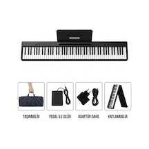 Jwin Jdp-8840 Tuş Hassasiyetli Katlanabilir Bluetooth + Şarjlı Piyano - Siyah